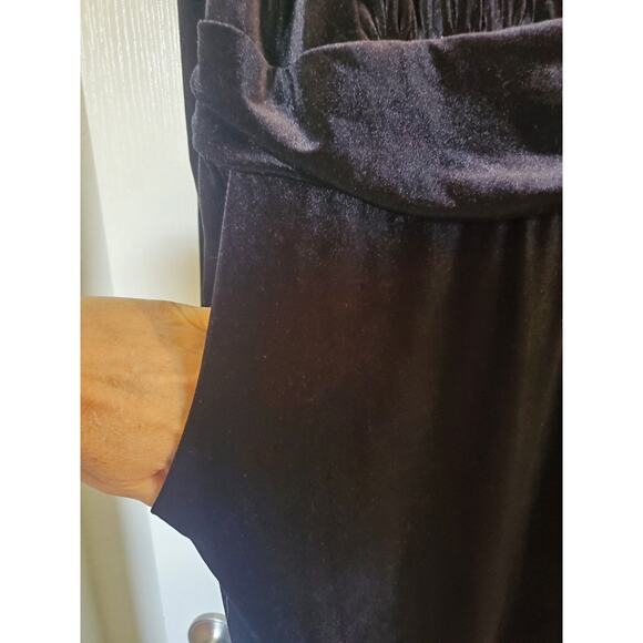 Eloquii Velvet Black Stretch Comfy Puff Sleeve Wide Leg Jumpsuit, Plus Size 24 - Picture 7 of 13